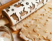 Cat Cats Rolling Pin Embossed, Cookies, Cookie, Roller, Laser Engraved, Gift