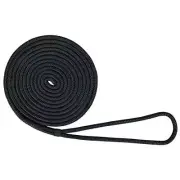USR Rope Nylon Double Braided Dock Line 1/2" x 15' Black Boat Mooring Sailing