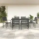 7 Piece Garden Dining Set Black Steel Textilene Outdoor Furniture Patio Ta 00731