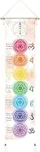Hanging Poster Canvas Wall Art Banner for Meditation 7 Chakras Yoga Painting | Wall Hanging Tapestry Decoration Black and White | 33 x 135 cm (White)