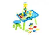 Sand Water Table Sandpit Play Ground Activity Centre Playset Beach Toys Pretend Set for Outdoor Swimming Pool with Chair