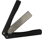 Double Sided Diamond Knife Sharpener, Pocket Sharpening Stone, 400/600 Grit Foldable Knife Sharpener Gritstone Whetstone with Non-Slip Handheld (Black)