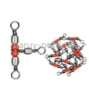 50pcs 3 Way Cross Line Barrel Fishing Swivels Brass T-Turn Triple Swivel
