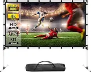 Projector Screen with Stand 100 inch Outdoor Indoor Projector Screen 16:9 4K HD Portable Rear Front Projection Movie Screen with Carry Bag for Home Theater Backyard Movie Night