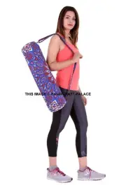 Handmade Mandala Sports Yoga Mat Indian Cotton Carrier Bag with Shoulder Strap