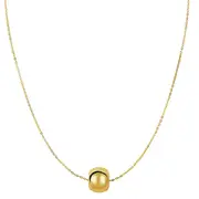 14k Yellow Gold Shiny 8mm Round Bead Charm Necklace, 18"