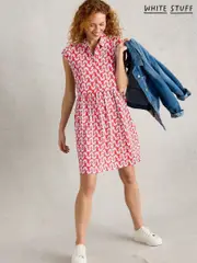 White Stuff Red Everly Jersey Shirt Dress (H27447) | $136