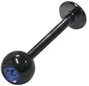 [BodyJewelryOnline] Black Anodized Titanium Labret Monroe with Dark Blue Cz Gem - 14G 10Mm