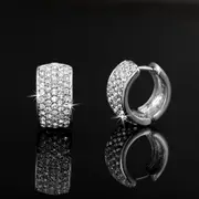 Solid 925 Sterling Silver Huggie Earrings Featuring 106 Crystals by Swarovski(R)