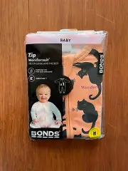 Bonds Baby Halloween Black Cat Orange Zip Wondersuit Long Sleeve Size 00 BNIP