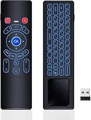 Air Mouse Remote with Keyboard, 2.4G Mini Wireless Keyboard with Touchpad Mouse Combo, Universal TV Retmoe Controller with 7 Color Backlight