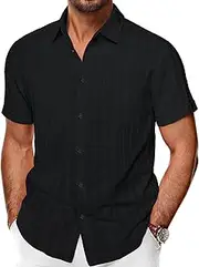 PJ Paul Jones Men's Short Sleeve Button Down Shirts Cotton Plaid Shirt Fashion Casual Summer Beach Shirts