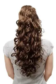 Voluminous Flowing Hair Piece Ponytail Curly Long 60 CM Braun N310-10