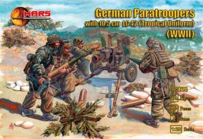 German Paratrooper Crew & LG-43gun (tropical uniform) 1/32 Mars Figures 32038