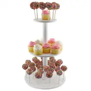 3-Tiered Cake Pop / Cupcake Stand, White Wooden Dessert Display- Darware