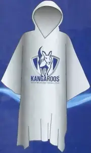 AFL Poncho Nth Melbourne Kangaroos Colour Logo Licensed Official Rain Coat Hood