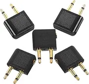 LABRIMP 5pcs Airplane Headphone for Flight Entertainment System Dual Plug Connector for Earphones Compact and Lightweight Design for Office and Home Use