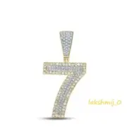 2.26CT Round Cut Diamond Custom Number 7 Men's Pendant 14K Two-Tone Gold Finish