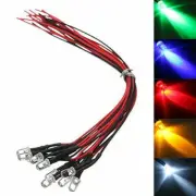 10pc DC 12V 5mm Pre Wired LED Clear White Red Colorful Light Emitting Diode