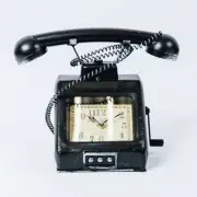 Clock Black Vintage Motif Clock Telephone Table Stylish Cute En Fance Ef-Cl12 2