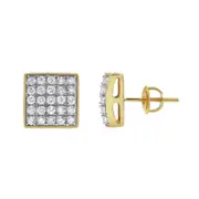 LuvMyJewelry Square Tile 14K Yellow Gold Diamond Earrings - 0.77ct. at Nordstrom One Size