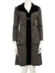 Black Wool Embroidered & Embellished Coat