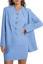 [Casly Lamiit] Women's Suits 3 Piece Business Casual Short Set Blazer Jacket Waistcoat and Mini Skirt Matching Outfits