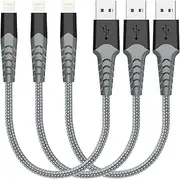 AHGEIIY Lightning Cable [3Pack, 0.3M] Short iPhone Charger Cable Apple MFi Certified iPhone Charging Cable Nylon Braided iPhone Charger Fast Charging Cord for iPhone 14 13 12 11 Pro Max 10 8 7 6 iPad