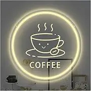 Sign Lamp Coffee Neon Sign Coffee Cup LED Light Dimmable USB Powered For Coffee Shop Bar Restaurant Home Party Wall Hanging Art Decor 29cmx29cm(B)