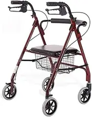 Walker, Walking Frame Folding Lightweight Shopping Rollator with Padded Seat Lockable Brakes and Storage Basket Little Surprise
