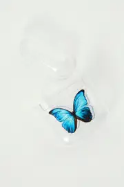 White Plus Butterfly Graphic Airpod Case