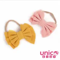 在飛比找momo購物網優惠-【UNICO】兒童 歐美立體感雙層大蝴蝶結髮帶/髮飾(髮飾/
