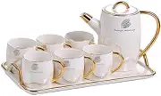 Water Carafe Tea Set Home Restaurant Simple Ceramic Gold-Rimmed Coffee Cup Afternoon teapot Cup Combination Beverage Serveware