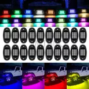 20 Pods RGB LED Rock Lights For Jeep Offroad Boat Truck UTV ATV Underbody Lamp