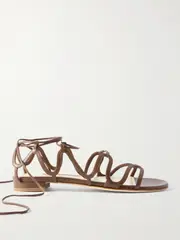 [Manolo Blahnik] Manolo Blahnik - Fawdaflat Leather Sandals - Tan - IT40 IT 40 Brown