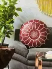 Newly Best Footstool Moroccan Genuine Brown Handmade Leather Pouffe