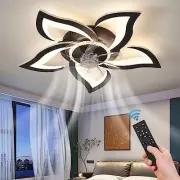 26" Geometric Ceiling Fan with Lights Remote Control, 6 Speeds 3 Colors, Black