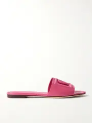 [Dolce & Gabbana] Dolce & Gabbana - Bianca Cutout Leather Slides - Bright pink - IT39 IT 39 Pink
