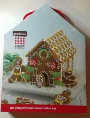6 Pc Gingerbread House Cutter Set Front, Side, Roof, Door, Tree & Man w/ Recipe