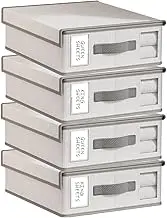 Bed Sheet Organizers and Storage, Foldable Linen Closet Organizer (Queen & King Size), Sheet Set Organizers with Window, Bedding Storage Box for Bedsheets, Duvet Covers (4-pack White Brushed)