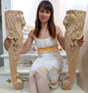 Wooden corbel Lion shelf Carved bracket Fireplace surround Cabinet Corbel 32"
