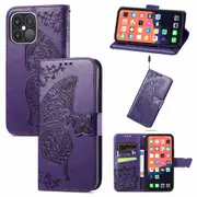 For iPhone 13 Pro Case,Butterfly PU Leather Wallet Cover,Light Purple