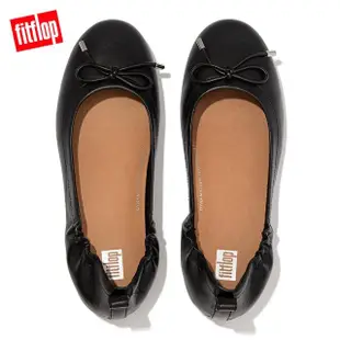 【FitFlop】ALLEGRO BOW LEATHER BALLERINAS 經典全皮革芭蕾舞鞋娃娃鞋-女(靚黑色)