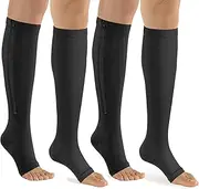 bropite Zipper Compression Socks-2 Pairs Calf Knee 15-20 mmHg Open Toe Compression Socks for Walking,Running,Nurses，Pregnancy