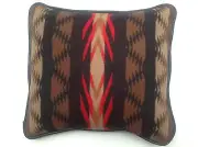 18"x18" Wool & Black Leather SW Pattern Pillow made w/Pendleton® Fabric