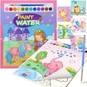Painting Kits for Kids Ages 4-8, 20 Pages Paint with Water Books Unicorns Toys f