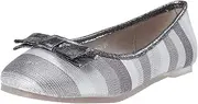 [Damara] Womens Stripe Colored Glitter Square Toe Flat Shoes