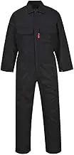 Portwest BIZ1 Mens Heat Flame Resistant Welding Overalls Bizweld FR Protective Boiler Suit Work Coveralls Durable Workwear Mechanics Warehouse Garages Black, Large