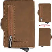 [nutmanel] Men's Leather Wallet, Slim Wallet with Coin Compartment & RFID Protection, 7 Card Slots, Genuine Leather Wallet, Mini Wallet for Men and Women, Wallet Card Holder, Credit Card Holder, Brown,