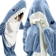 [NERPIS] Wearable Shark Blanket Adult Plus Size Blanket Hoodie Ultra Soft and Comfortable Flannel Shark Hoodie Onesie Sleeping Beg